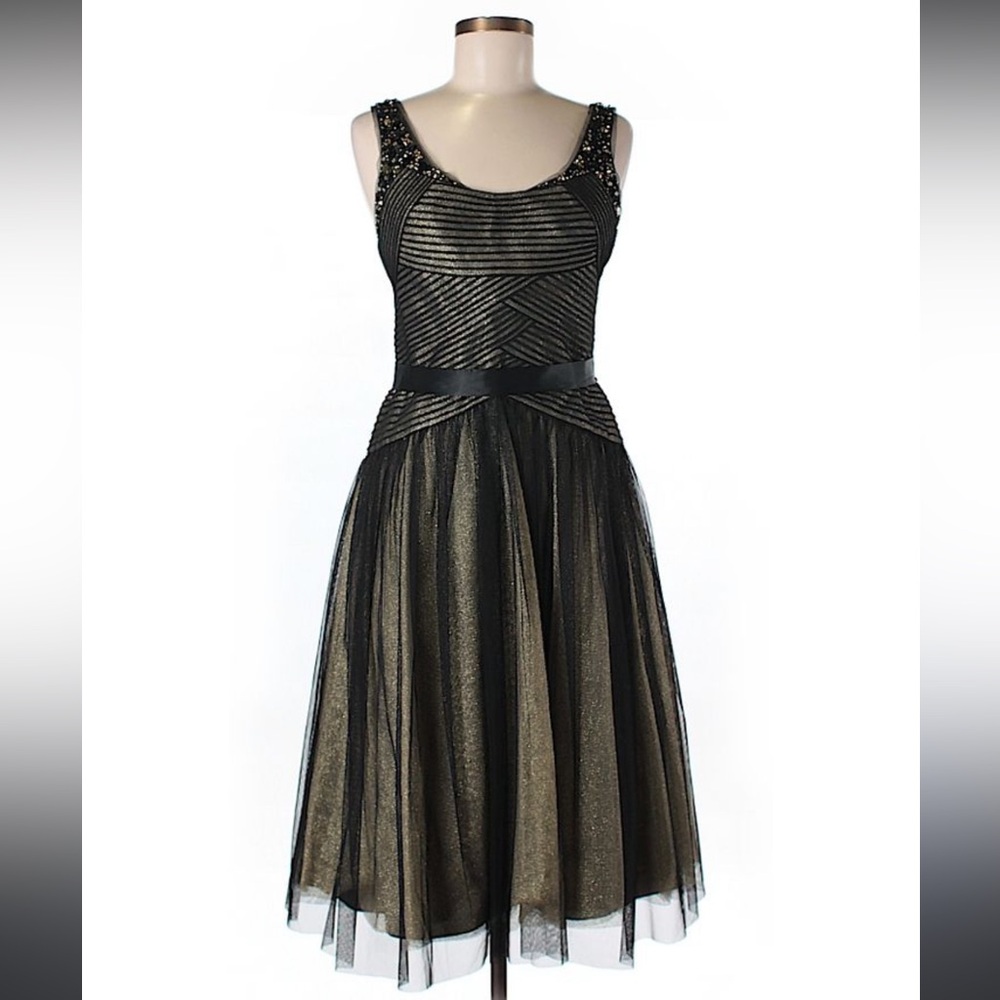 bcbgmaxazria Gold and Black Tulle Dress size 6